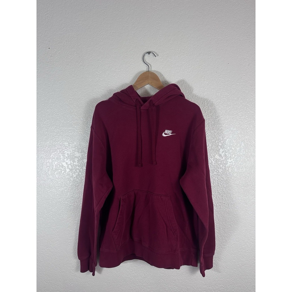 Nike Sportswear Club Fleece Pullover Hoodie Burgundy Maroon Men's Medium